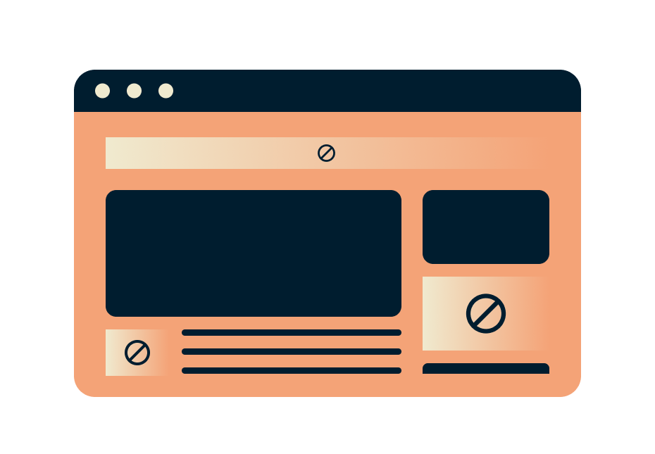 Avanceret beskyttelse med annonceblokeringsfunktionsillustration til blokering af hjemmeside