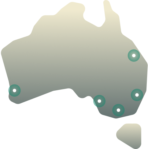 Mapa de ubicaciones de servidores en Australia.
