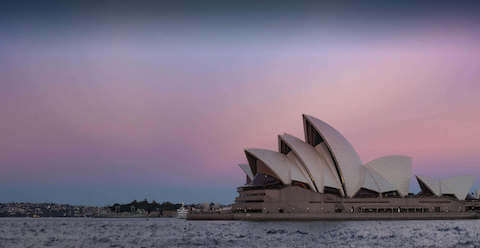 Sydney Opera House at dusk.