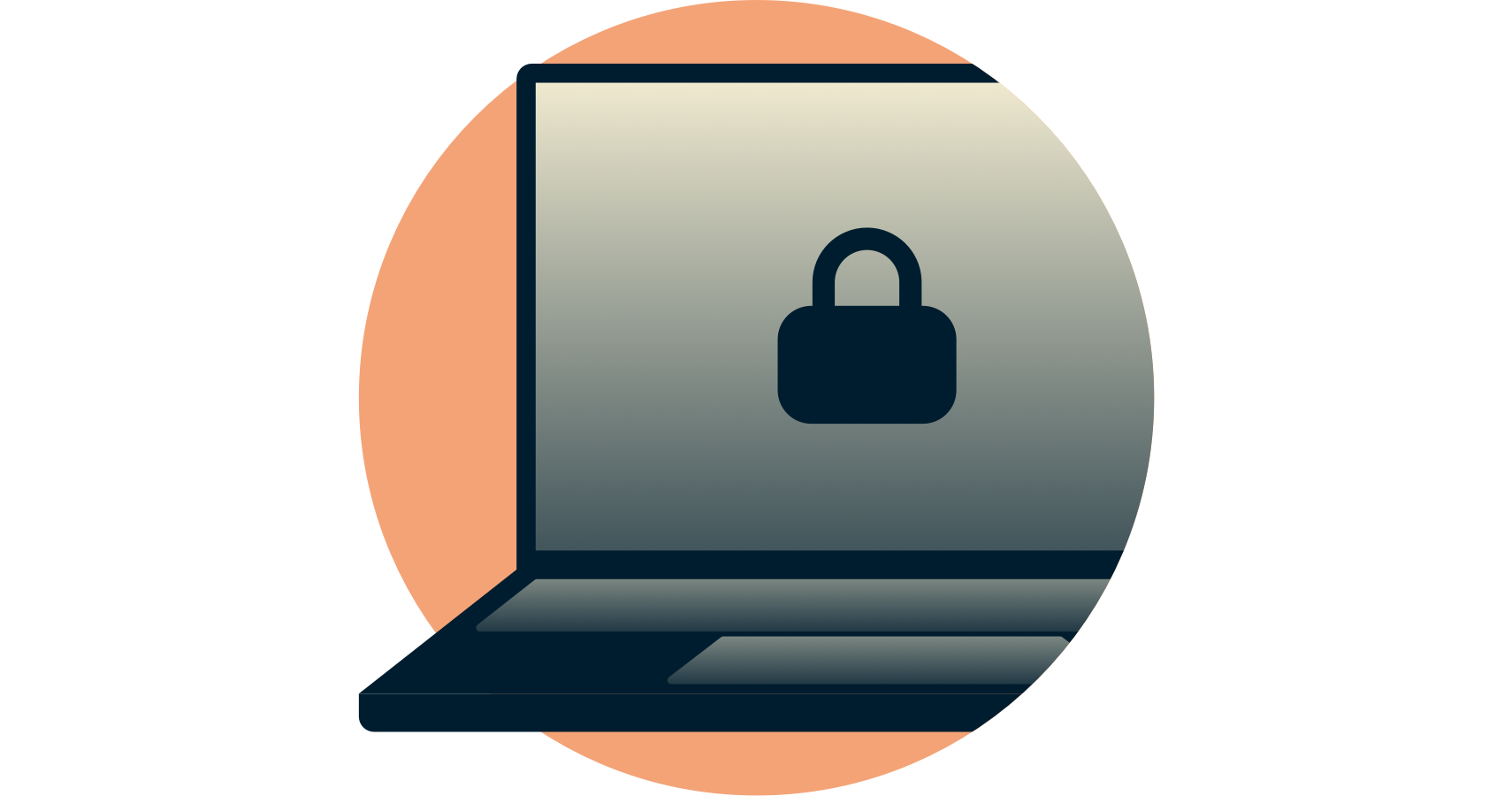 Closed padlock on computer screen. Network Lock keeps your data secure.