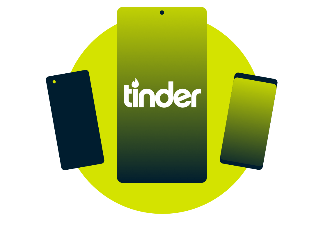 Мобильные устройства с логотипом Tinder.