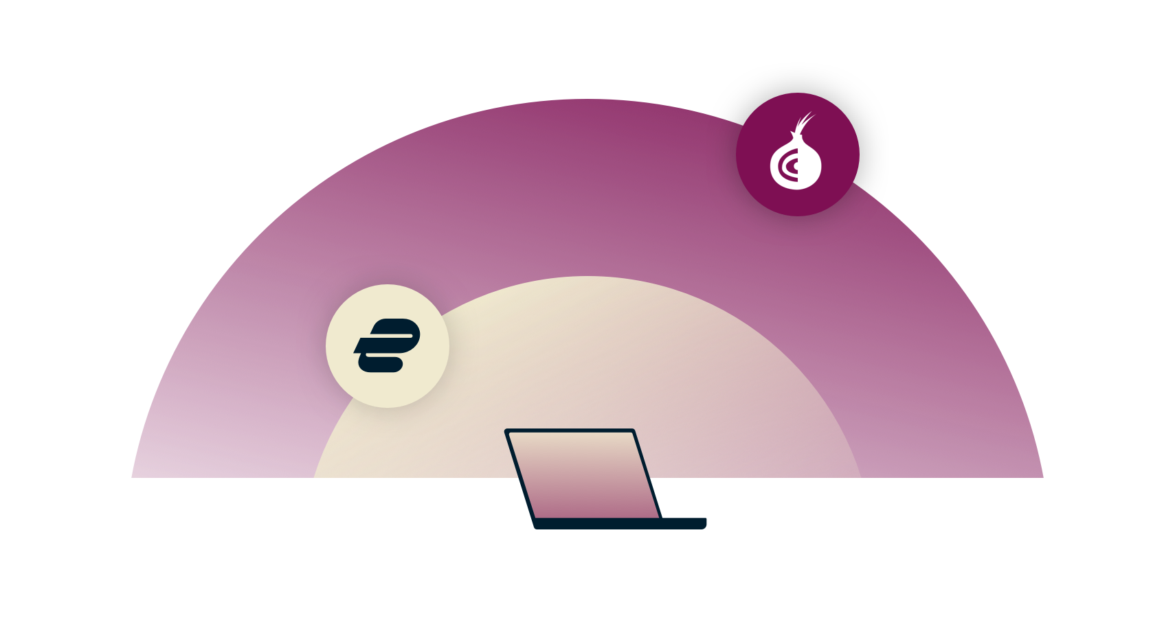 VPN tarafından korunan bir dizüstü bilgisayar ve üstünde Tor.