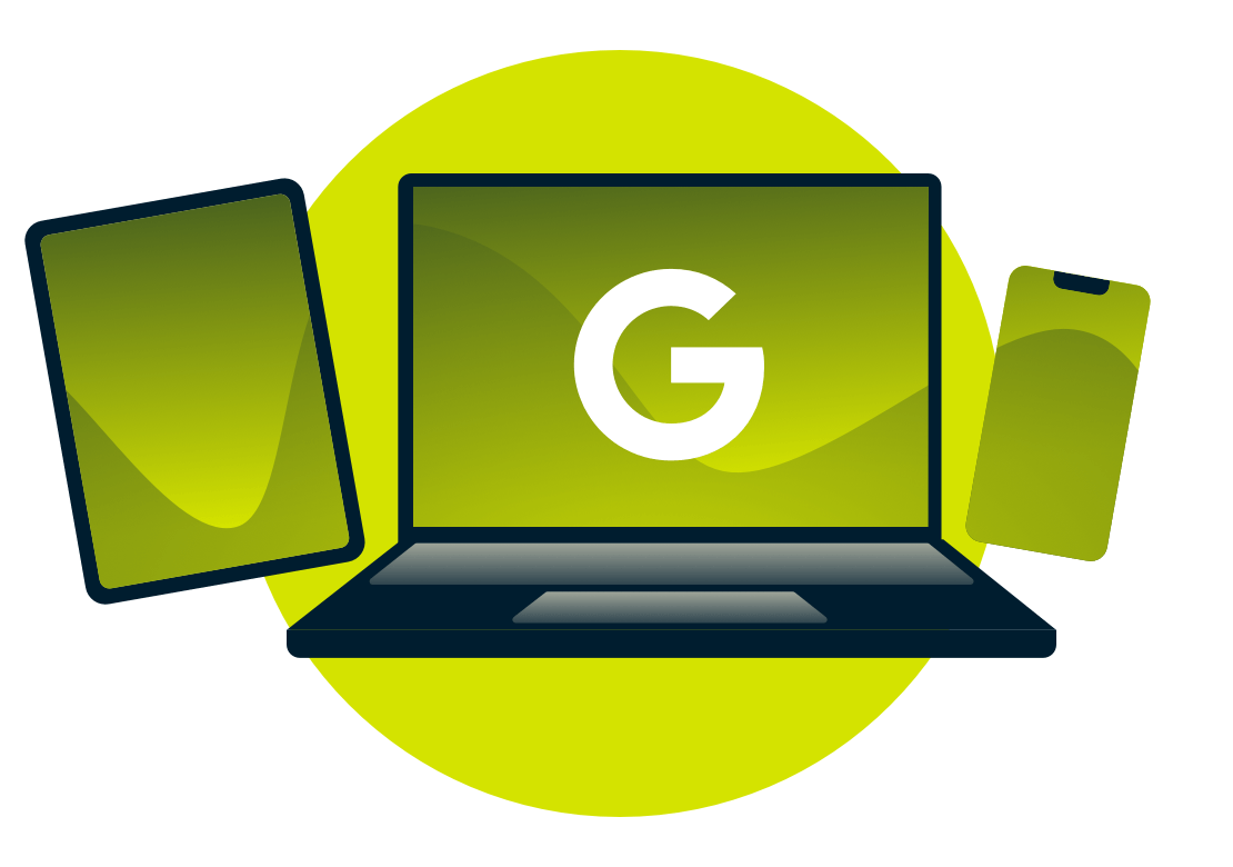 Geräte mit dem Google-Logo auf ihnen.
