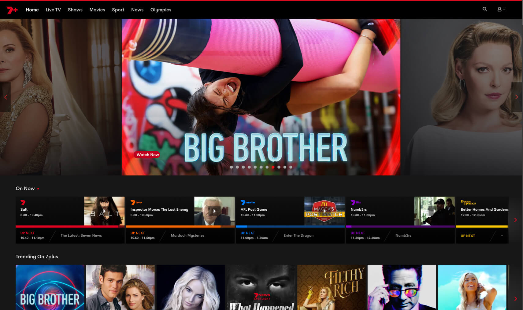 7plus home page user interface.