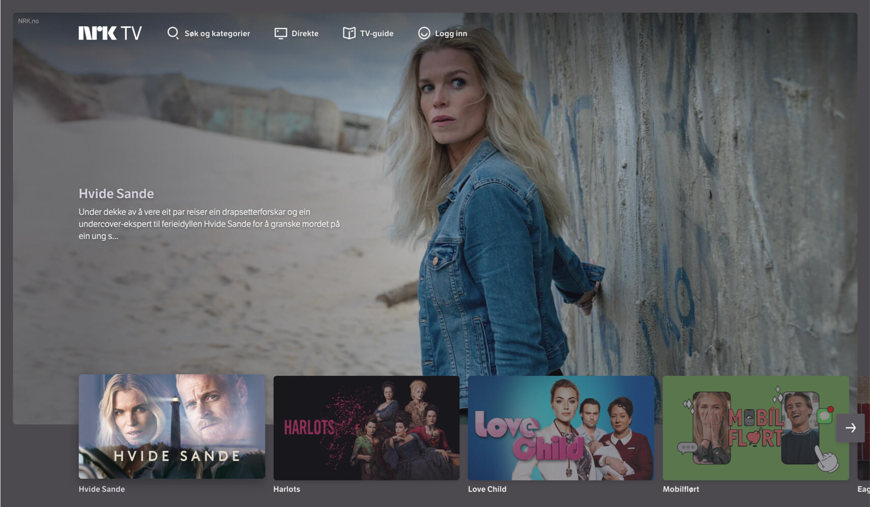 NRK TV on a desktop screen