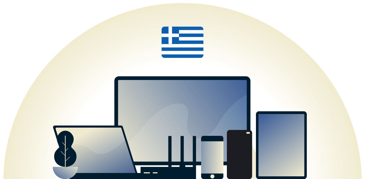 Grécia VPN protegendo uma variedade de dispositivos.