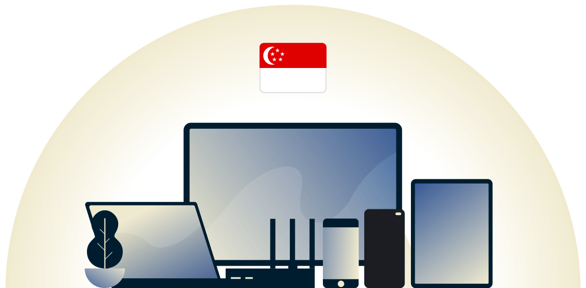 VPN di Singapore che protegge una varietà di dispositivi.
